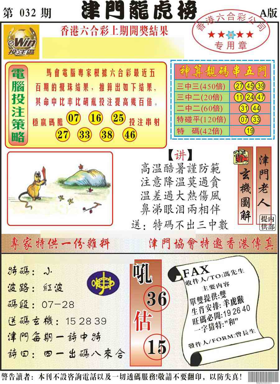 032期津门龙虎榜A[图]